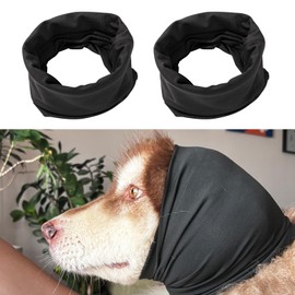 Rislobx Dog Calming Head Cover Sleeves, Dog Neck Ear Warmer, Dogs Ear Wraps for Noise Protection for Anxiety Relief and Calming (Black L)