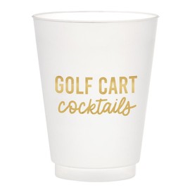 Slant Collections Party Cups 6-Count Reusable BPA-Free Plastic Frost Cups, 16-Ounce, Golf Cart Cocktails