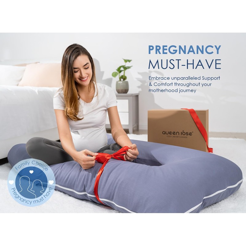 QUEEN ROSE Pregnancy Pillows, 60 Inch Cooling U Shaped Body