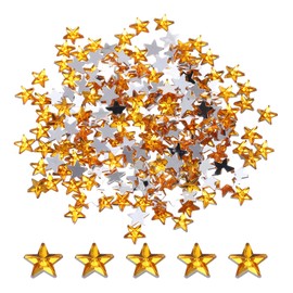 sourcing map 200PCS Acrylic Star Rhinestone 6x6mm Flat Back Plastic Gems Jewelry Stickers for Craft Bead Face Painting Costume Jewelry Making, Gold