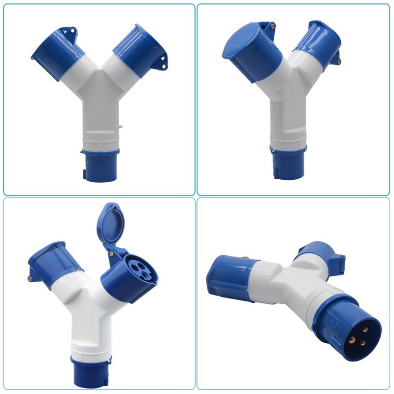 2-Way Splitter 32A 220V IP44 2 Way 3 Pin Industrial
