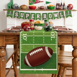 American Football Court Table Runner, Rugby Boy Fall Football Birthday Party Kitchen Dining Table Decoration for Home Decor 13x72 Inch
