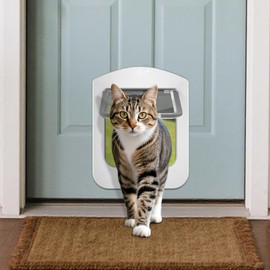 ALUMANI Cat Door for Door, Cat Door with Magnetic Flap, 4 Way Locking Pet Door for Cat, White