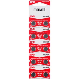Maxell LR44 (A76) Batteries, 10 Count (775011)