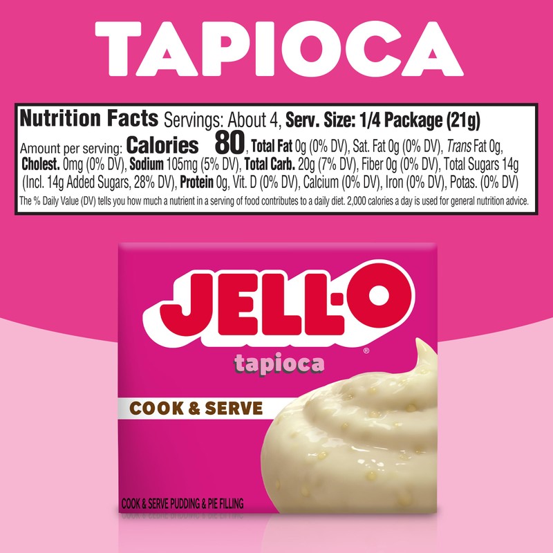 Jell-O Cook & Serve Fat Free Tapioca Pudding, 3 oz