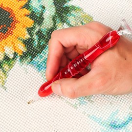 Diamond Painting Pen, Handmade Resin Diamond Painting Pens with Glue Clay and Various Tips, More Comfortable and Faster, 5D Diamond Painting Tools for Diamond Paintings Hobby (New-red)