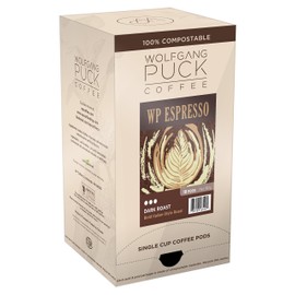 Wolfgang Puck Soft Coffee Pods, Espresso Coffee, 9.5 Gram, 6 x 18 Count