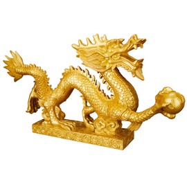 MYDILI Dragon Figurine Shui Feng Shui 5 Claw Dragon Interior Living Room Entrance Object Figurine for Money Luck Up Praying Fortune Up Fortune Feng Shui Dragon (Length: 4.7 inches (12 cm), Width: 0.9 inches (2.3 cm), Height: 2.8 inches (7 cm), Gold)