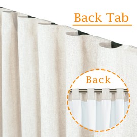 LAMIT Linen Full Blackout Window Curtains for Bedroom, 54 Inches Thermal Farmhouse Curtains Back Tab and Rod Pocket Privacy Protected Burlap Panels with White Liner, 2 Panels, 52 x 54 Inch, Ivory
