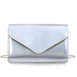 SUKUTU Women Clutch Bags Pu Leather Evening Bag Envelope Coin Purse Party Wedding Bags, Silver