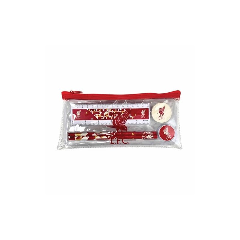 Team Direct Liverpool FC Particle Clear Pencil Case Stationery Set