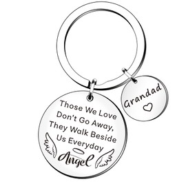 HULALA Grandad Memorial Gifts Keyring Sympathy Gifts For Loss of A Grandad Keepsake Those We Love Don't Go Away They Walk Beside Us Everyday Key Ring