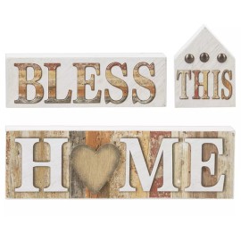 Ganz Bless This Home Set of 3 Wood & Metal Blocks Prim Distressed Country NEW Ganz