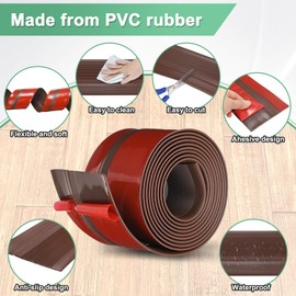 M METERXITY Stair Edge Trim 10FT Vinyl Rubber Stair Nosing Non-Slip Self Adhesive Stair Edge Trim Strips Staircase Step Edge Protector for Indoor/Outdoor Stairs [Brown,1.38 Inch]