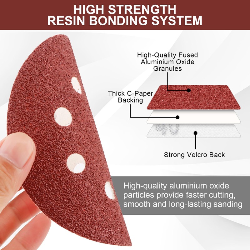 100 PCS 5 Inch Sandpape 220 Grit, 8 Hole Sanding