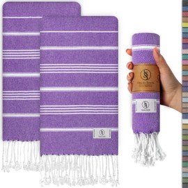 Ossano Turkish Hand Towel Set of 2 - Decorative and Drying Bath and Kitchen Towels - Versitale - Bath, Face, Hair, Guest, Cleaning, Dish, Tea, Drying Towels (30"x18") - Dark Lilac