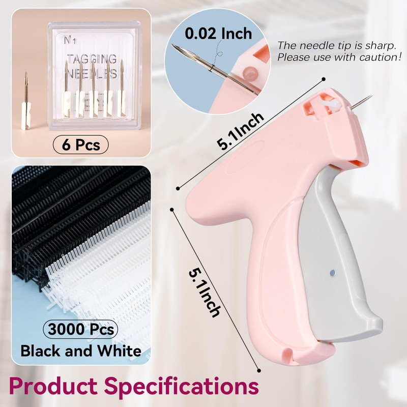 Aisoso Stitch Gun for Clothes, Pink Handheld Stitching Gun Quick