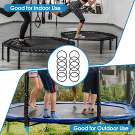 10 Pieces Trampoline Elastic Rope High Jump Bungee Cord Aluminum Buckle Heavy Duty Trampoline Accessories Bungee Rope for Fitness Trampoline, Black