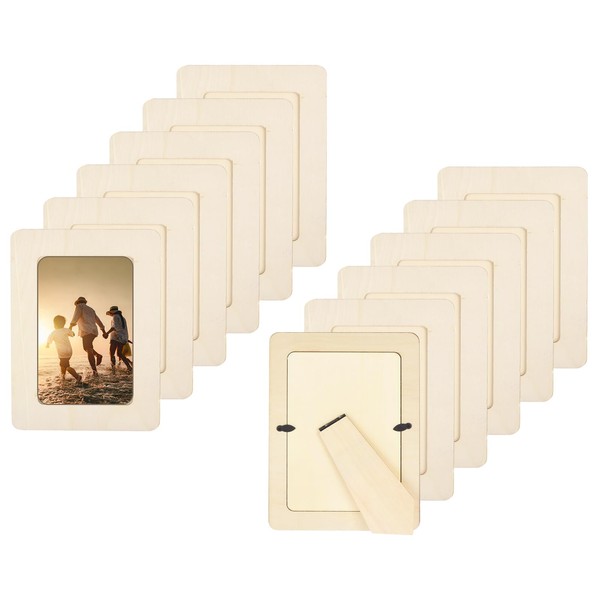 sourcing map 12Pcs Wood Frame,Paintable DIY Photo Frames 7.5 x