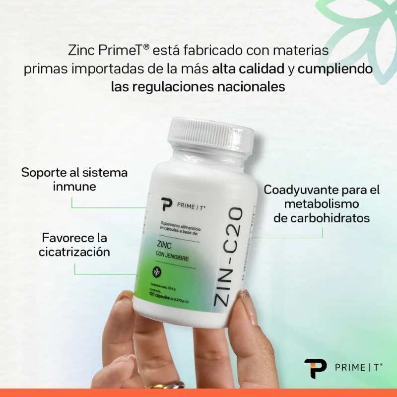 Suplemento Cápsula Primetech Nutrition Bienestar Zinc Zin C20 57g