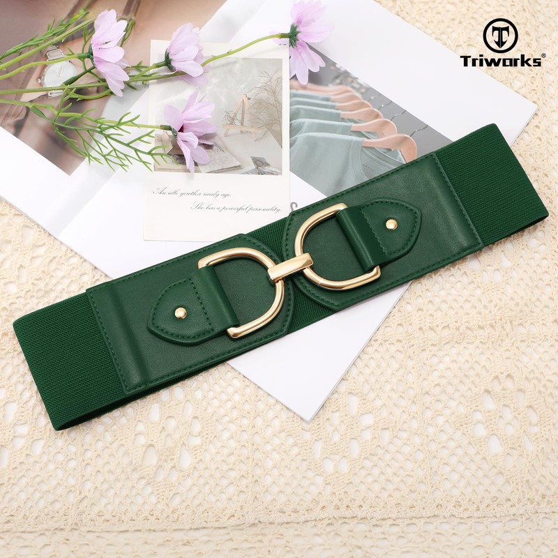 TRIWORKS - Cinturón elástico ancho para mujer, cinturón elástico para