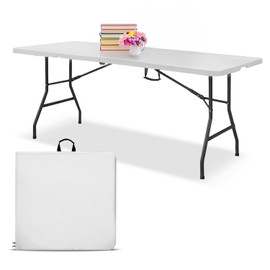 EconoHome 6ft Folding Table with Handle | Heavy-Duty Foldable Table | Portable Table for Indoor & Outdoor Use