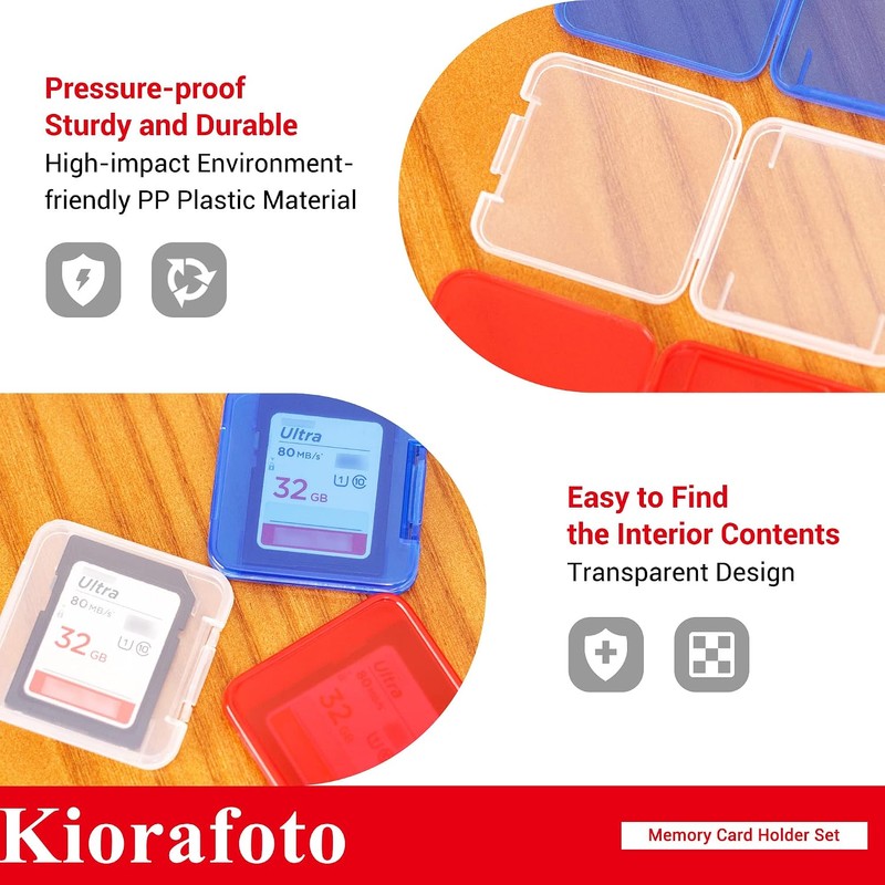 Kiorafoto 24PCS Estuche De Plástico Transparente Multicolor para Tarjetas SD