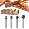 Mesee 4 Pieces 1/4-Inch Shank Round Nose Router Bit Set,