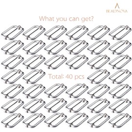 BEADNOVA Metal Rectangle Adjuster Triglides Slides Buckle, Roller Pin Buckles Slider Strap Adjuster for Belt Bags DIY, 40 Pcs