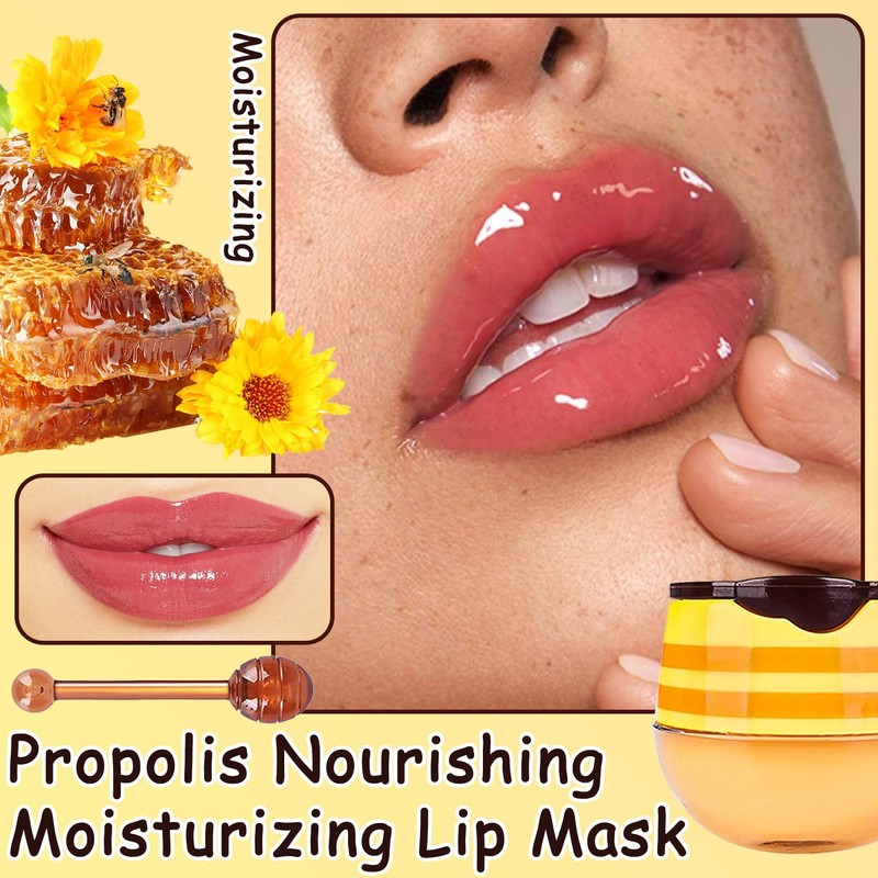 Bee Lip Balm Honey Pot,Moisturizing Honey Pot Overnight Lip Balm