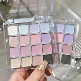 16 Colours Eye Shadow Pallets for Women, Long Lasting Waterproof Pink Purple Eyeshadow, Blendable Shimmer Matte Eye Shadow Pallets, Cold Blue Pink Nude Silver Eyeshadow Palette