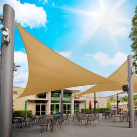 Royal Shade 22' x 22' x 22' Sand Beige Triangle Sun Shade Sail RS-SLT, 95% UV Blockage, 200GSM Commercial Standard Heavy Duty, Water & Air Permeable Canopy Mesh for Patio (We Make Custom Sizes)