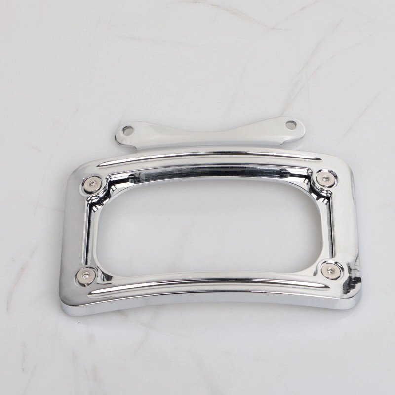 Unbranded Chrome CNC Curved License Plate Mount Frame Bracket For