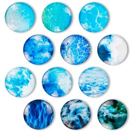 12 PCS Fridge Magnets, IEMIEBSHA Ocean Pattern Series Refrigerator Magnets, Cute Round Fridge Sticker Decoration for Kitchen, School, Whiteboard, Locker, Cabinet,Office and Photos Cubicle