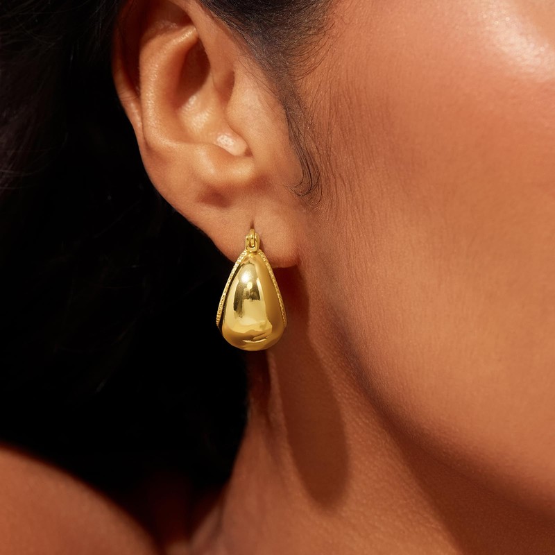 Cicy Bell 18K Gold Plated Chunky Hoop Earrings for Women
