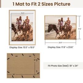 Axeman 18x24 Natural Solid Oak Wood Picture Frame with 16x20 Mat, Premium Rustic Wooden Photo Frames with Tempered Glass, Poster Photo Frame for Gallery Wall Hanging, 3 Packs