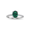 GemStar USA Sterling Silver Simulated Emerald and White Topaz Oval