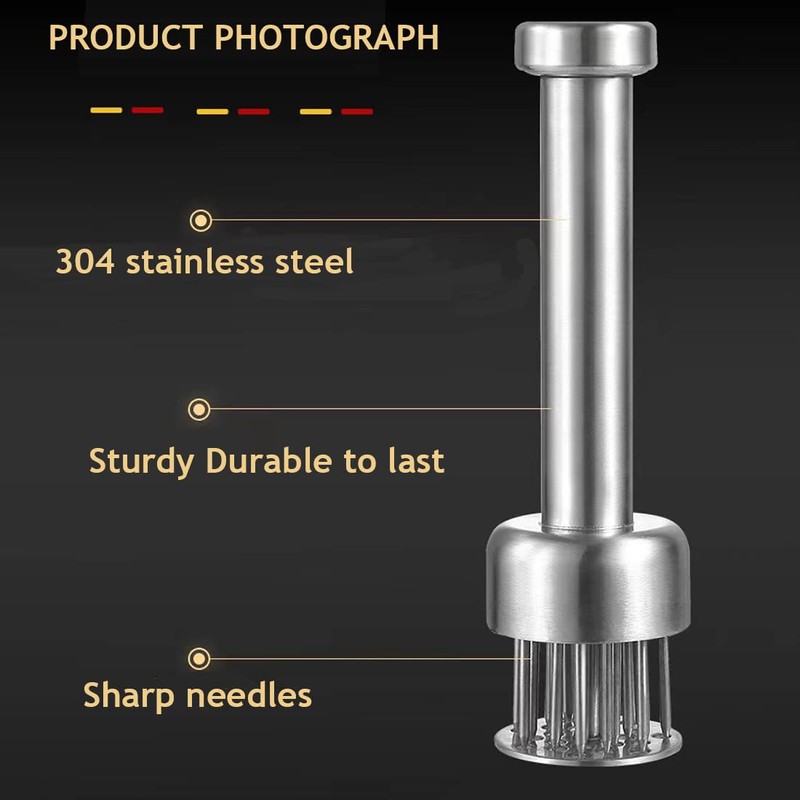 Stainless Steel Meat Tenderizer Tool With Cleaning Brush,Sharp Needle Poultry