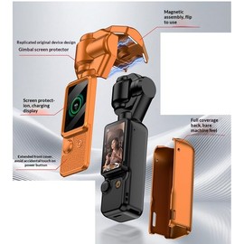 DJI Osmo Pocket 4 Protective Case Set Full Coverage with Strap Lightweight Durable Dustproof Drop Proof Design Perfect for Travel and Storage (Magnetic Flip Cover Design) (Black)