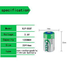 〖5 Pack〗3.6V 1200mAh XL-050F/XLP-050F 1/2 AA Lithium Battery for Xeno Energy XL-050F Primary Lithium Battery, Green
