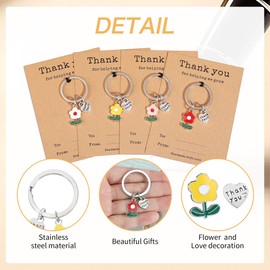 Thank You Leaving Teacher Keychain Gift - 4 Pack Thankyou Teacher Appreciation Leavers Presents Ideas Cards Envelopes Stainless Inspirational Keychain for Thanksgiving Graduation