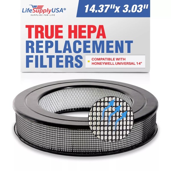 LifeSupplyUSA HEPA Filter Replacement Compatible with Honeywell Universal 14"