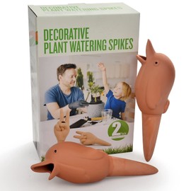 B SEPOR 4 Pack 8oz Decorative Terracotta Birds Self Watering Spikes for Small Indoor Plants Vacation Auto Water Device Stakes(Birds)
