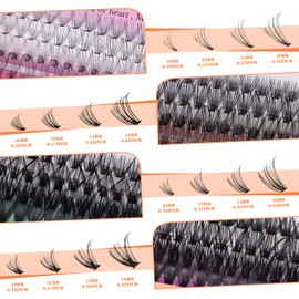 MOTIBACK 10D-40D Cluster Lashes Kit – Wispy Individual Eyelashes for DIY Lash Extensions, 8-16mm D Curl, Natural & Voluminous Look