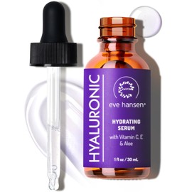 Eve Hansen Hydrating Hyaluronic Acid Serum for Face with Vitamin C, Vitamin E, Green Tea | 72% Organic Firming Facial Moisturizer, Anti-Wrinkle, Skin Plumper (1 oz)