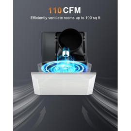 GROWNEER Bathroom Exhaust Fan, 110 CFM 1.0 Sone Bathroom Fan No Attic Access Needed, Ceiling or Wall Mount, 7.68 x 9.25 inch, White