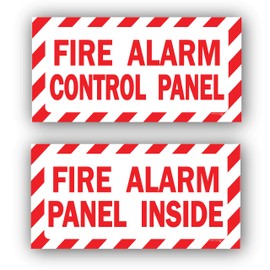 "Fire Alarm Panel Inside" & "Fire Alarm Control Panel" Sign Sticker Decals Indoor/Outdoor UV Protection