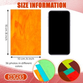 Layhit 36 Sheets Variety Stained Glass Sheets Pack 4 x 6 Inch Cathedral Art Glass Supplies Mosaic Glass Tiles for Crafts Bright Color Iridescent Glass Sheets for DIY Home(Assorted Color)