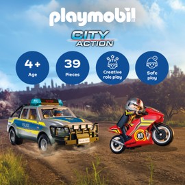 Playmobil | Action Heroes | Chase with Police Pick-Up | Police toy with light & sound effects | Action-packed adventure toy | For children aged 4 and over | 71875