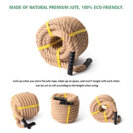 Jute Rope 1 in × 50 ft Natural Hemp Rope Heavy Duty Jute Rope Twisted Rope for Indoor Outdoor Crafts, Nautical, Tug of War Rope, Railing, Hammock, Swing, Gardening, Climbing